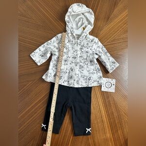 Little Me Black and White Floral Hoodie Set